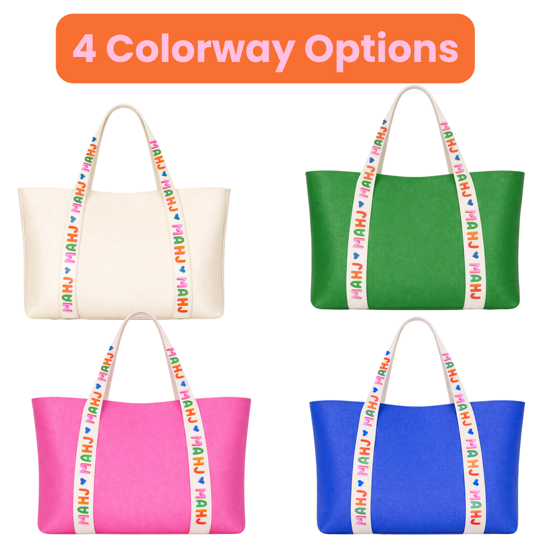 Aspen Lane - Mahjong Tote Bag Mahjong Tile Bag Leather | Blue *NEW