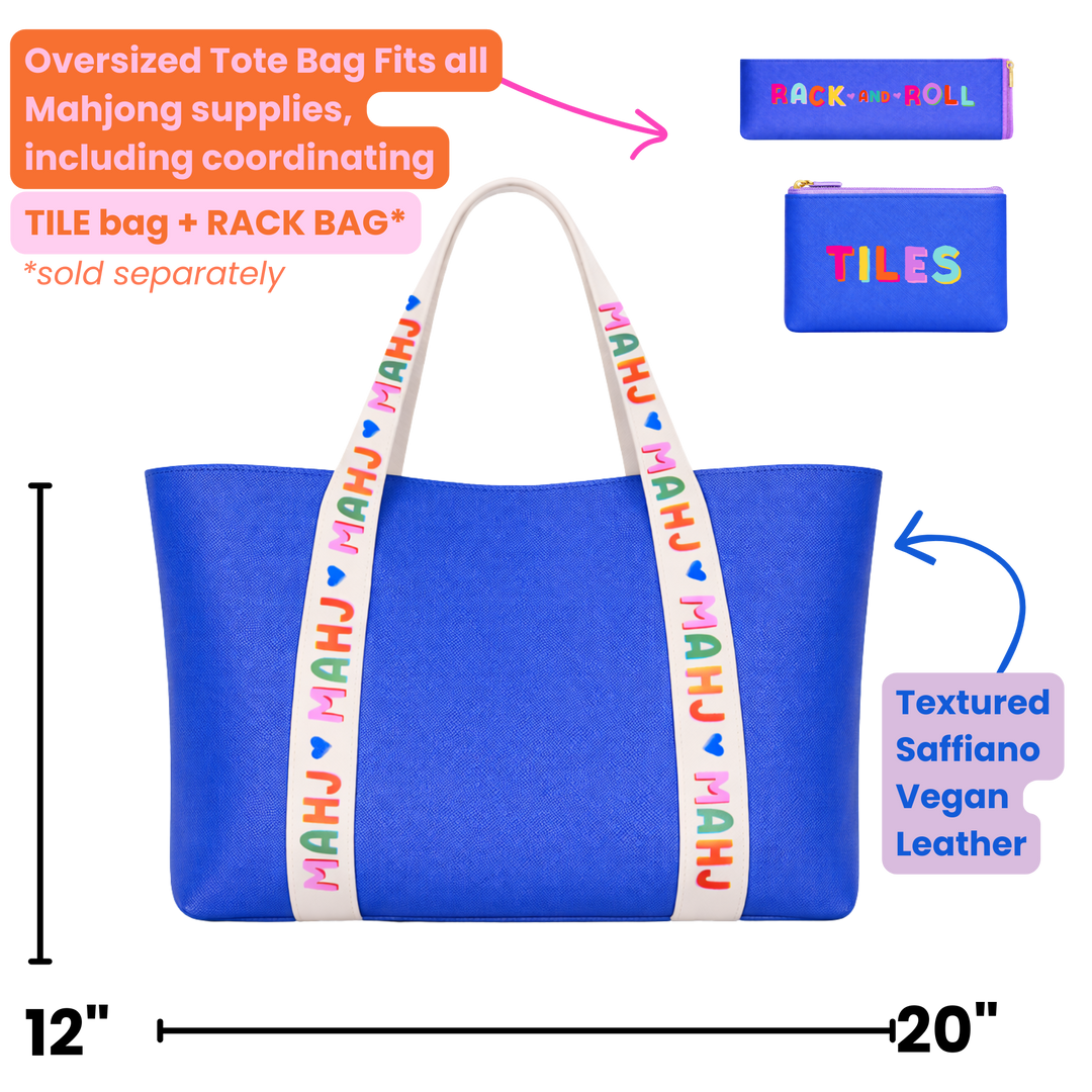 Aspen Lane - Mahjong Tote Bag Mahjong Tile Bag Leather | Blue *NEW