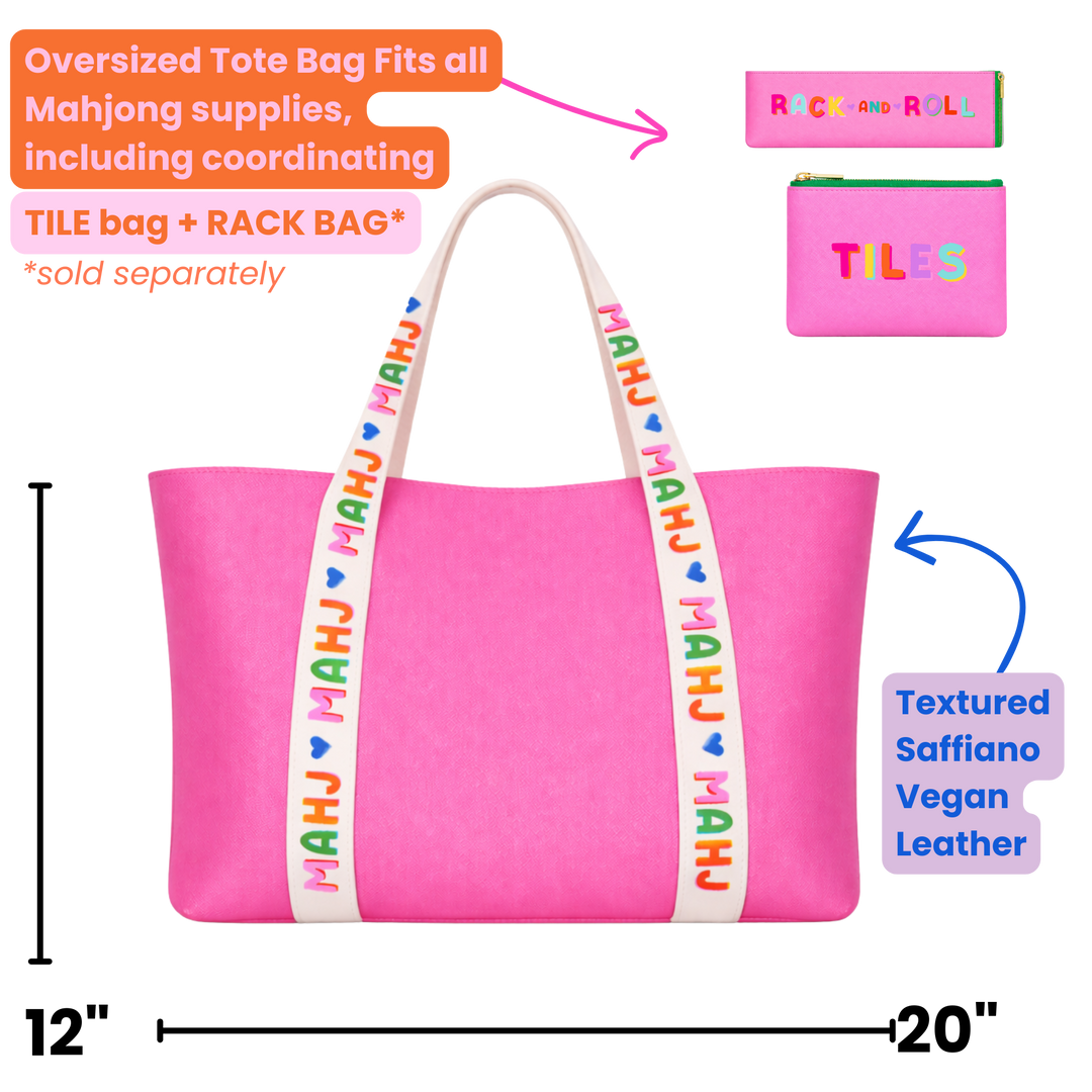 Aspen Lane - Mahjong Tote Bag Mahjong Tile Bag Leather | Pink *NEW